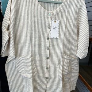 NWT Taupe Striped Button Down Shirt